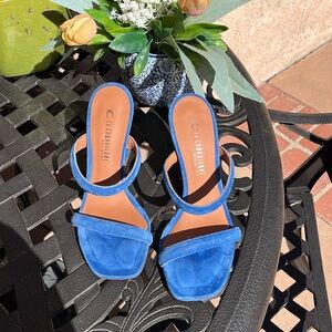 La Canadienne Faith Suede Sandal In Blue